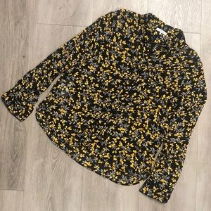 Ganni Sheer Floral Button Down Blouse